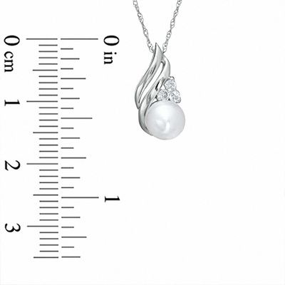 6.0mm Freshwater Cultured Pearl and Lab-Created White Sapphire Pendant in 10K White Gold