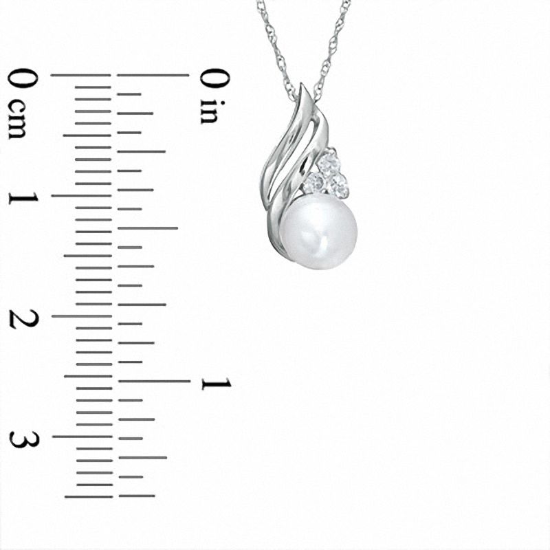 6.0mm Freshwater Cultured Pearl and Lab-Created White Sapphire Pendant in 10K White Gold|Peoples Jewellers