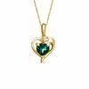 Thumbnail Image 0 of 6.0mm Heart-Shaped Lab-Created Emerald and White Sapphire Pendant in 10K Gold