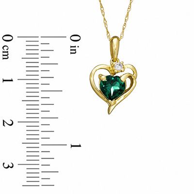 6.0mm Heart-Shaped Lab-Created Emerald and White Sapphire Pendant in 10K Gold