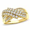 Thumbnail Image 1 of 1.00 CT. T.W. Diamond Three Row Crossover Ring in 10K Gold