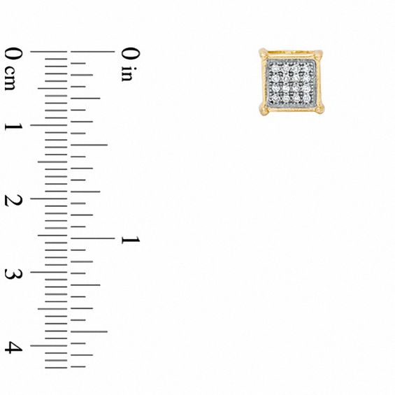 0.10 CT. T.W. Diamond Micro-Pavé Square Stud Earrings in 10K Gold