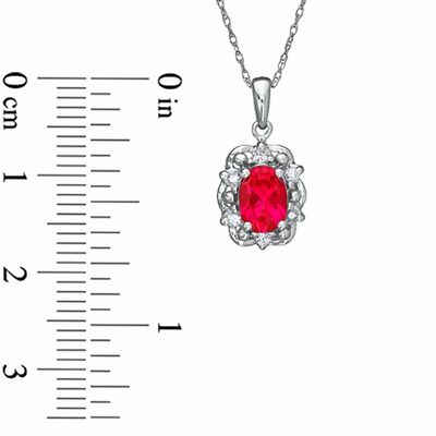 Oval Lab-Created Ruby and White Sapphire Pendant in Sterling Silver