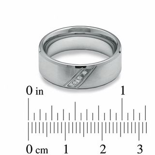 Men's Diamond Accent Slant Wedding Band in Stainless Steel - Size 9