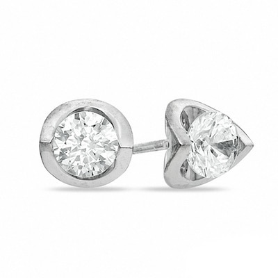 0.20 CT. T.W. Canadian Certified Diamond Tension-Set Earrings in 14K White Gold (I/I2)