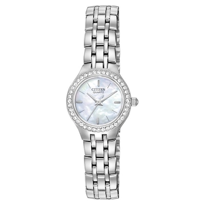 Ladies' Citizen Quartz Watch with Crystal Accents and Mother-of-Pearl Dial (Model: EJ6040-51D)