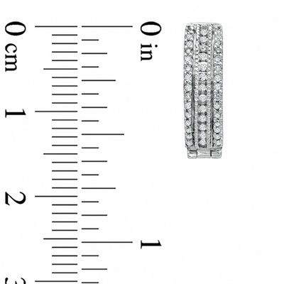 0.25 CT. T.W. Diamond Three Row Hoop Earrings in 10K White Gold