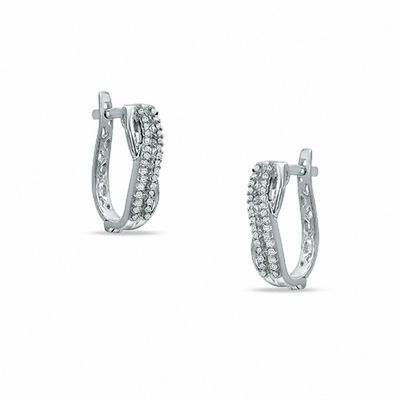 0.25 CT. T.W. Diamond Woven Hoop Earrings in 10K White Gold