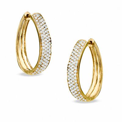 CT. T.W. Diamond Pavé Hoop Earrings in 14K Gold