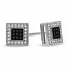 Thumbnail Image 0 of 0.15 CT. T.W. Black Enhanced and White Diamond Square Stud Earrings in 10K White Gold