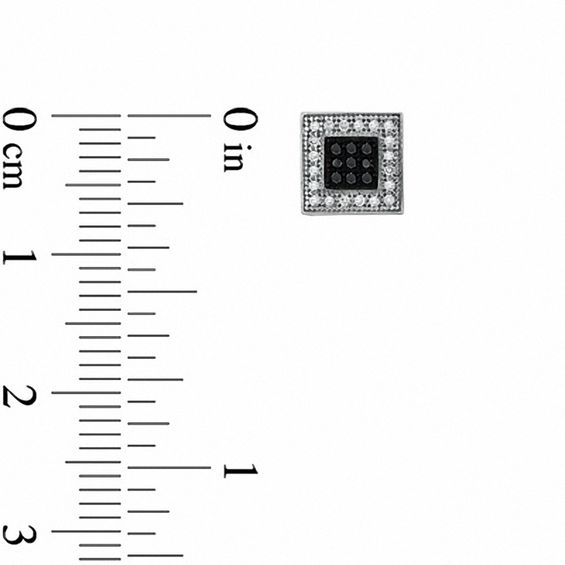 0.15 CT. T.W. Black Enhanced and White Diamond Square Stud Earrings in 10K White Gold