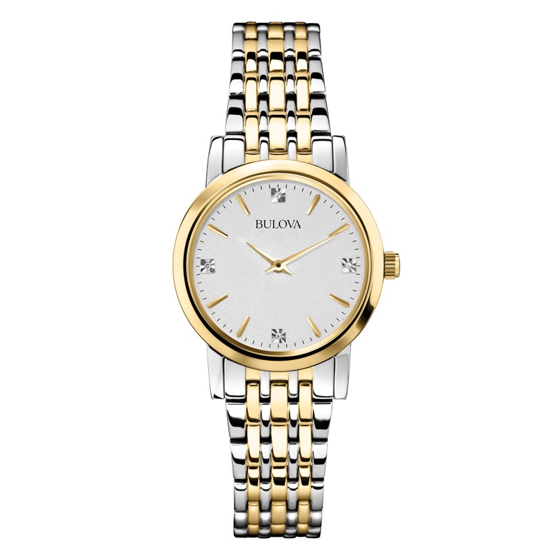 Ladies' Bulova Diamond Accent Two-Tone Watch with Silver-Tone Dial (Model: 98P115)|Peoples Jewellers