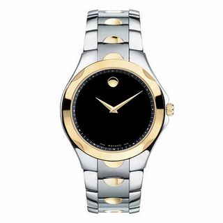 Men's Movado Luno Two-Tone Stainless Steel Watch with Black Dial (Model: 0606381)