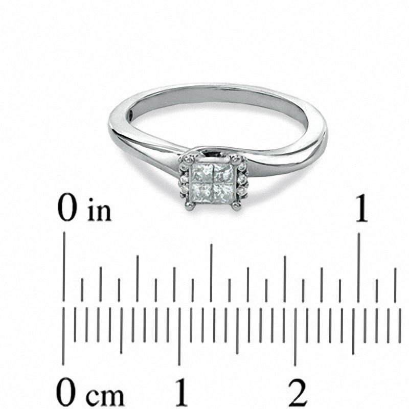 Main Image 3 of 0.20 CT. T.W. Princess-Cut Diamond Promise Ring in 10K White Gold