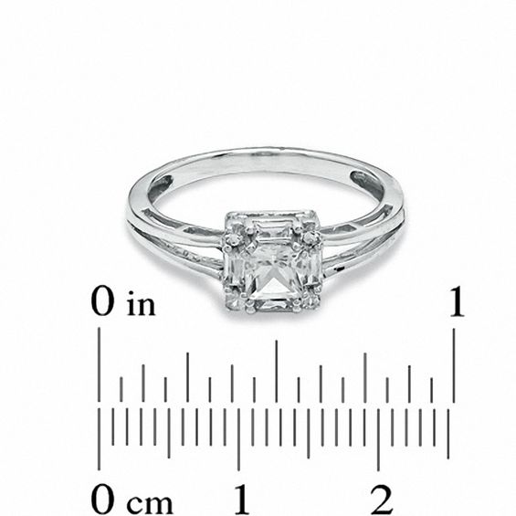 Princess-Cut Lab-Created White Sapphire Framed Ring in 10K White Gold