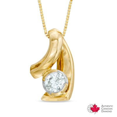 0.30 CT. Certified Canadian Diamond Solitaire Loop Pendant in 10K Gold (I/I2)