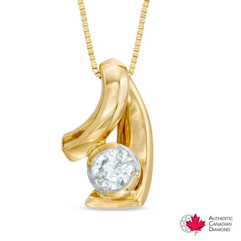 0.30 CT. Certified Canadian Diamond Solitaire Loop Pendant in 10K Gold (I/I2)|Peoples Jewellers