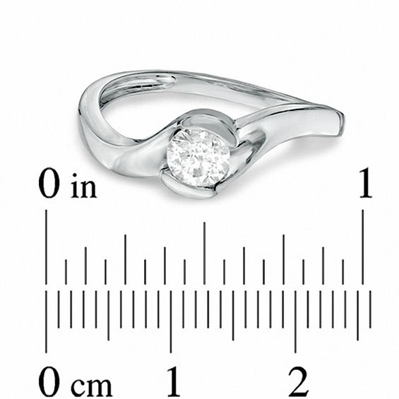 0.60 CT. Certified Canadian Diamond Solitaire Swirl Engagement Ring in 14K White Gold (I/I1)