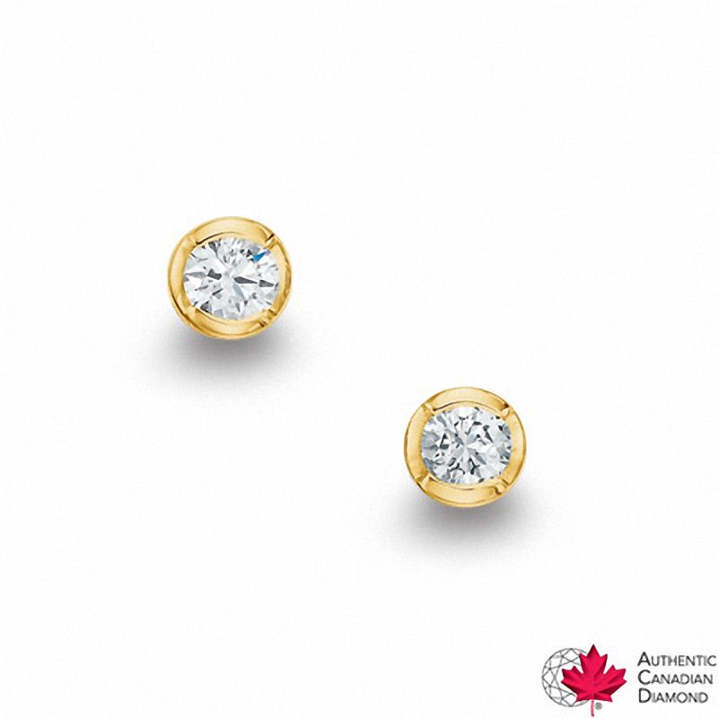 0.20 CT. T.W. Certified Canadian Diamond Solitaire Stud Earrings in 10K Gold (I/I2)