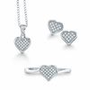 Thumbnail Image 0 of 0.20 CT. T.W. Diamond Heart Ring, Necklace, and Earrings Set in Sterling Silver