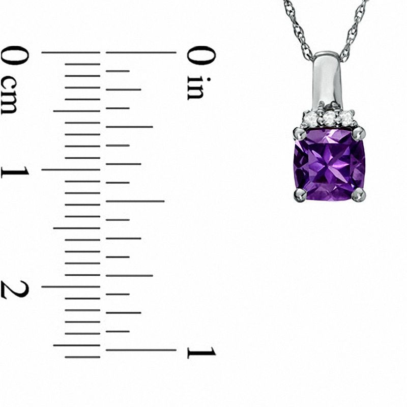 6.0mm Cushion-Cut Amethyst and Lab-Created White Sapphire Accent Pendant in 10K White Gold