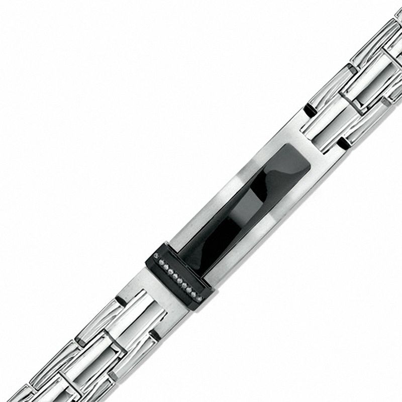 Men's Diamond Accent ID Bracelet in Two-Tone Stainless Steel