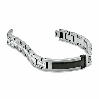 Men's Diamond Accent ID Bracelet in Two-Tone Stainless Steel