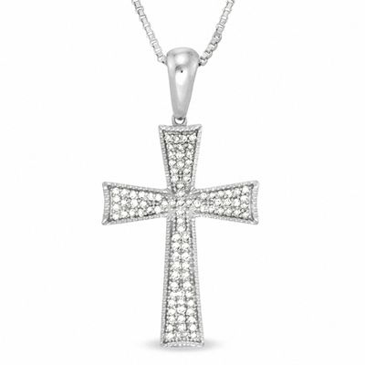 0.18 CT. T.W. Diamond Cross Pendant in Sterling Silver