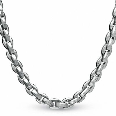 Men's Oval Link Chain Necklace in Stainless Steel - 24"