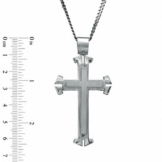 Cross Pendant in Stainless Steel - 24"