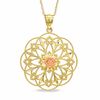 Filigree with Rose Pendant in 10K Two-Tone Gold - 17"