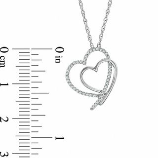 0.115 CT. T.W. Diamond Double Heart Pendant in Sterling Silver