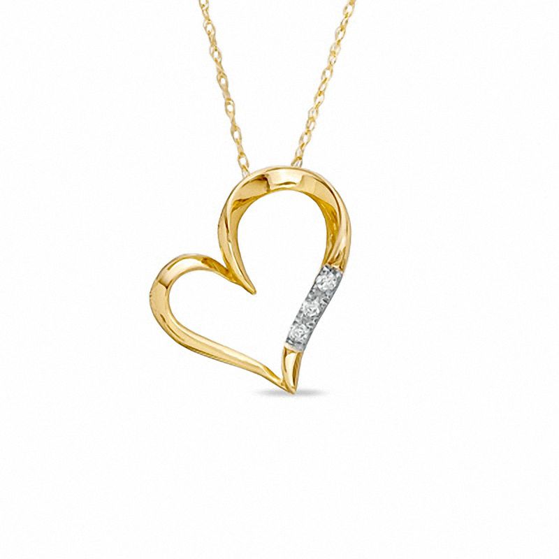 heart necklace with three diamonds