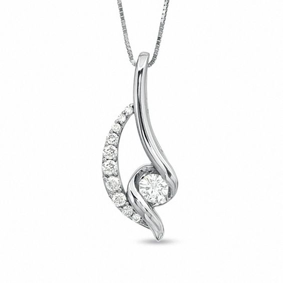 Sirena™ 0.33 CT. T.W. Diamond Loop Pendant in 14K White Gold