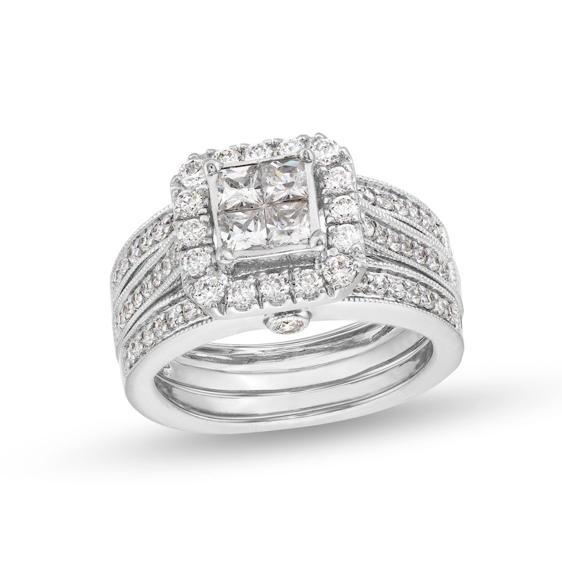 2.15 CTW PRINCESS CUT DIAMOND WEDDING RING SET H SI1 (Includes a Matching  Wedding Ring)