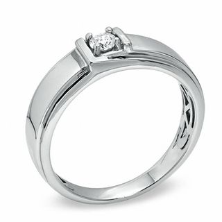 Men's 0.15 CT. Certified Canadian Diamond Solitaire Ring in 14K White Gold (I/I1)