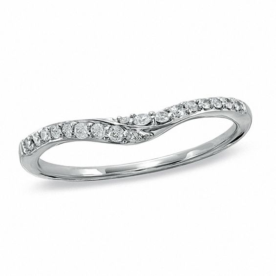 0.15 CT. T.W. Diamond Wave Contour Wedding Band in 14K White Gold