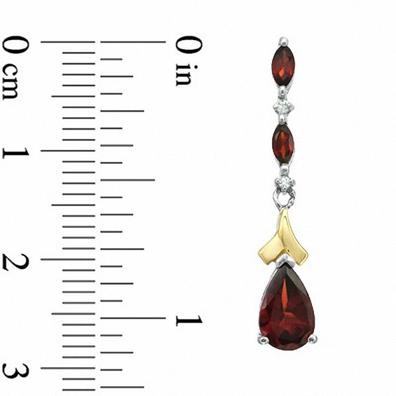 Pear-Shaped Garnet and Diamond Accent Pendant and Earrings Set in Sterling Silver and 14K Gold