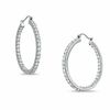 Thumbnail Image 0 of Lab-Created White Sapphire Medium Hoop Earrings in Sterling Silver