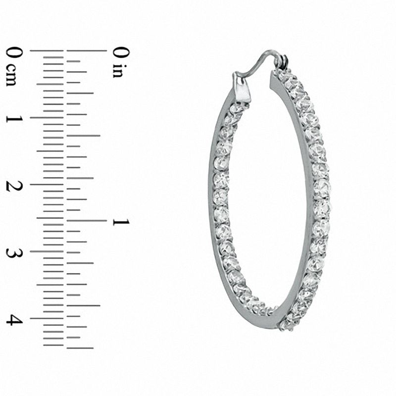 Lab-Created White Sapphire Medium Hoop Earrings in Sterling Silver