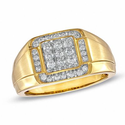 Men's 0.50 CT. T.W. Composite Square Diamond Ring in 10K Gold