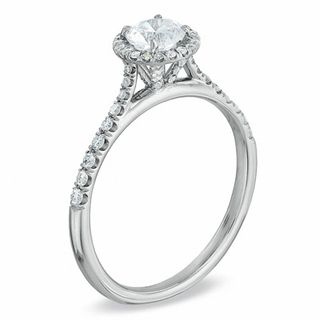 0.70 CT. T.W. Pavé Diamond Framed Engagement Ring in 14K White Gold