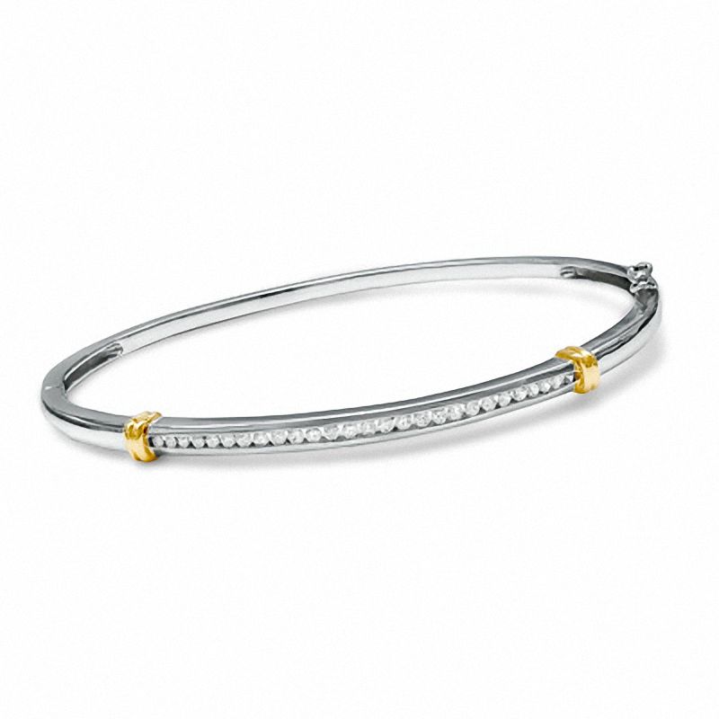 Lab-Created White Sapphire Bangle in Sterling Silver|Peoples Jewellers