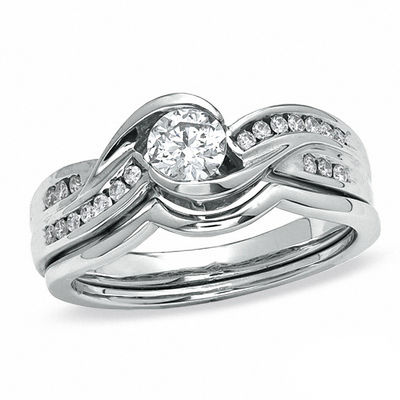 0.50 CT. T.W. Certified Canadian Diamond Bridal Set in 14K White Gold (I/I1)