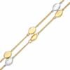 Double Strand Coffee Bean Bracelet in Sterling Silver and 14K Gold Plate - 7.5"