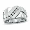 Men's 0.33 CT. T.W. Diamond Diagonal Square Top Ring in 10K White Gold