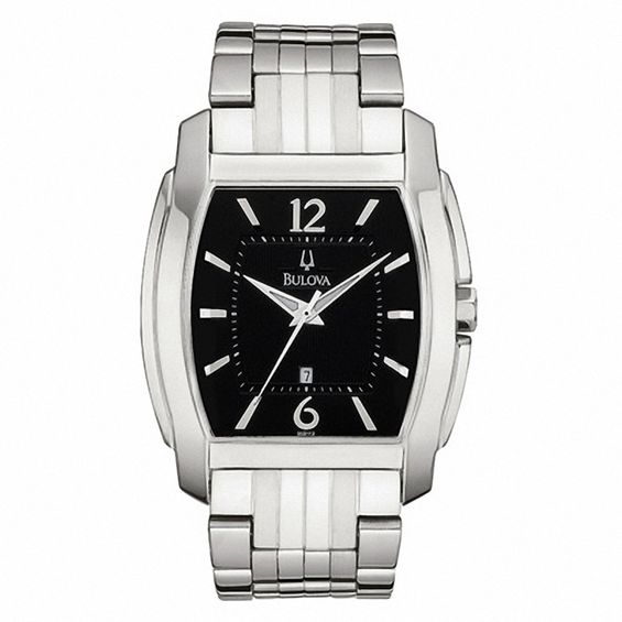 Men's Bulova Watch with Black Tonneau Dial (Model: 96B112)