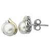 Thumbnail Image 0 of 7.0mm Freshwater Cultured Pearl and Diamond Accent Teardrop Stud Earrings in Sterling Silver and 14K Gold