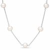 Thumbnail Image 1 of Honora 7.5-8.0mm Freshwater Cultured Pearl Illusion Necklace and Earrings Set in Sterling Silver