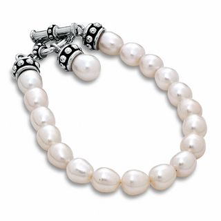 Honora Pallini 7.5-8.5mm Oval Freshwater Cultured Pearl Strand Toggle Bracelet-7.5"